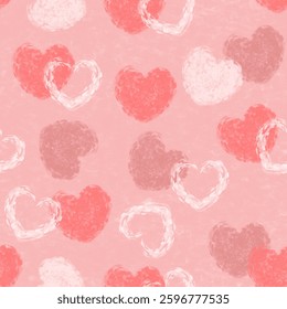 Watercolor valentine heart seamless pattern vector. Collection of cute hearts. Symbol of love, Valentines's day. Beautiful heart shape. For fabric, paper, wrapping, card, print, dress, cover, decor.