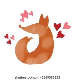 Watercolor Valentines Day cute couple fox clipart, valentine animal illustration for t-shirts
