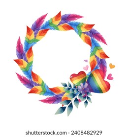 Watercolor Valentine's Day greeting lgbt elements in rainbow modern trendy colors vector illustration. LGBT symbol