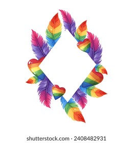 Watercolor Valentine's Day greeting lgbt elements in rainbow modern trendy colors vector illustration. LGBT symbol