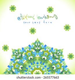 Watercolor vector abstract background. Bright colors vintage card. Ethnic style  design element. Can be used for cards, invitations, fabrics, wallpapers,ornamental template for design and decoration.