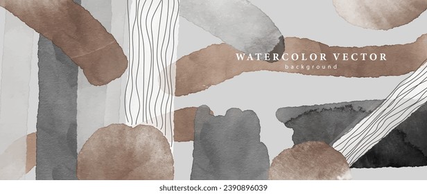 Aquarell, Vektorgrafik abstrakter Hintergrund in Erdtönen mit Imitation natürlicher Bürste mit braunen Linien.