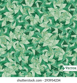 Watercolor vector abstract geometric background with triangles. Hipster seamless pattern. Allover grunge print.