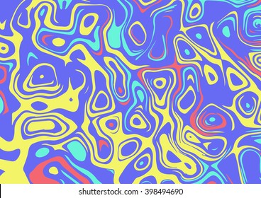 Watercolor vector. Abstract marble handmade using the technique of marbling. Color ink on blue background. Modern wet background. Background for brochures, covers, flyers, invitations, presentations.