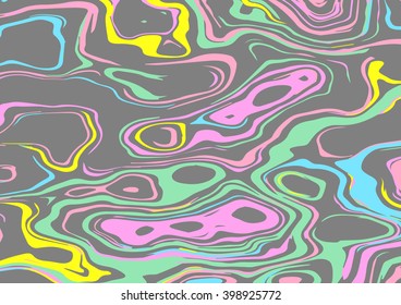 Watercolor vector. Abstract marble handmade using the technique of marbling. Color ink on black background. Modern wet background. Background for brochures, covers, flyers, invitations, presentations.