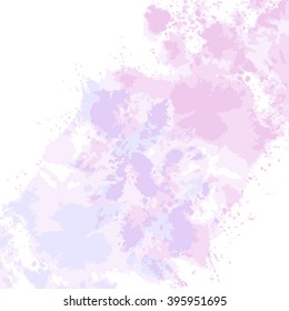 Watercolor vector abstract rose quartz and serenity background. Hand drawn paint texture. Pink splash splatter