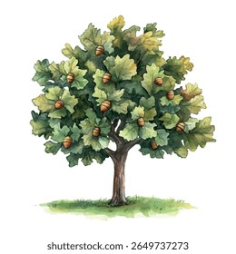 Vetor aquarela de bolota, isolado sobre fundo branco.