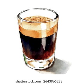 A watercolor vector of americano, isolated on white background.
