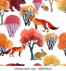 watercolor vector animal patterns