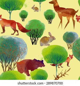 watercolor vector animal patterns