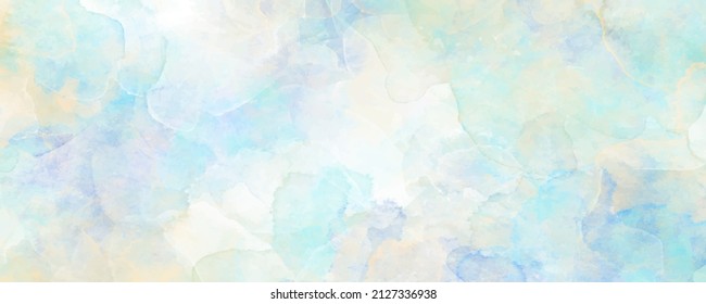 Watercolor vector art background for cards, flyer, poster, banner and cover design. Sky, clouds. Colorful hand drawn illustration for design interior. Multicolor watercolour texture.