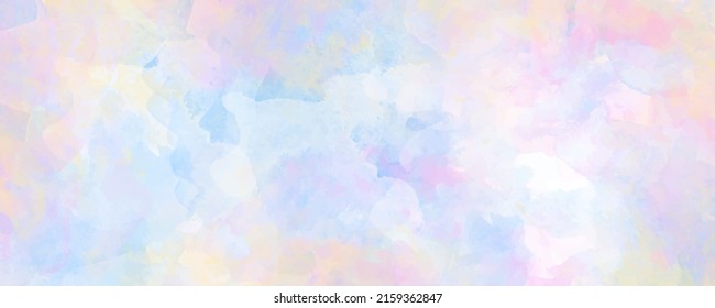Fondo de arte vectorial de color de agua para tarjetas, volante, afiche, banner y diseño de cubierta. Cielo, nubes. Ilustración coloreada a mano para el interior de diseño. Textura de acuarela multicolor.
