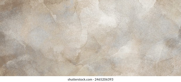 Watercolor vector art background on old paper with brushstrokes for cards, flyers, poster, cover design, invitation. Aged watercolor texture wallpaper. Vintage abstract backdrop.