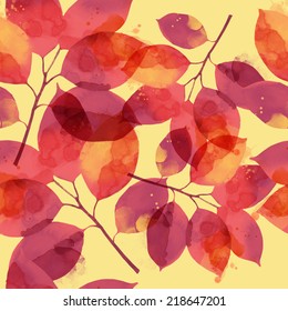 Watercolor vector autumn leaves pattern
