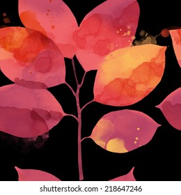 Watercolor vector autumn leaves pattern
