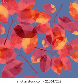 Watercolor vector autumn leaves pattern