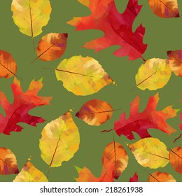 watercolor vector autumn pattern of leaves