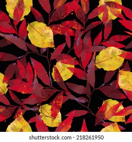 watercolor vector autumn pattern of leaves