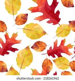 watercolor vector autumn pattern of leaves