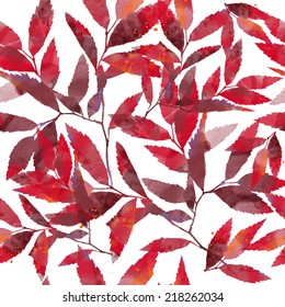 watercolor vector autumn pattern of leaves