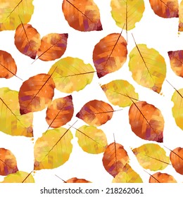 watercolor vector autumn pattern of leaves