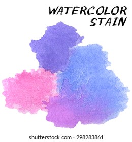 Watercolor vector background, abstract watercolor blue texture. Isolated watercolor paper background. Colorful watercolor hand painted texture on a white background. Color vector isolated stain.