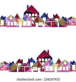  watercolor vector background with bright city