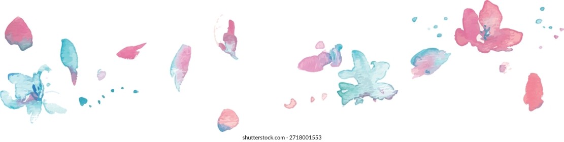 Watercolor. Vector background of watercolor cherry blossoms. Soaring cherry blossom background. Spring cherry blossom watercolor.