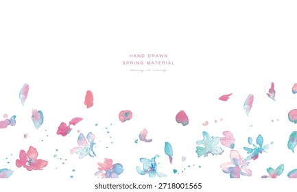 Watercolor. Vector background of watercolor cherry blossoms. Soaring cherry blossom background. Spring cherry blossom watercolor.