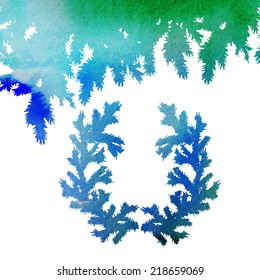 watercolor vector background of Christmas tree branches 