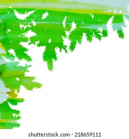 watercolor vector background of christmas tree branches