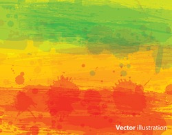Watercolor Vector Background With Classic Reggae Colors