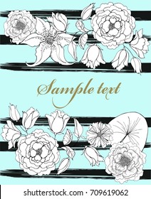 Watercolor vector background with flowers. Abstract floral elements.Elegance flowers 