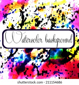 Watercolor vector background. Hand drawing with colored spots and blotches.