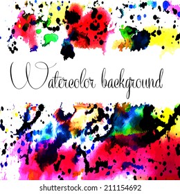 Watercolor vector background. Hand drawing with colored spots and blotches.