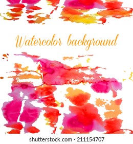 Watercolor vector background. Hand drawing with colored spots and blotches.