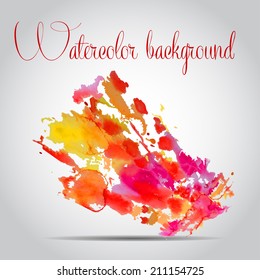 Watercolor vector background. Hand drawing with colored spots and blotches.