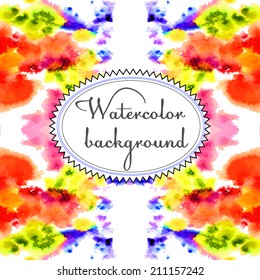 Watercolor vector background. Hand drawing with colored spots and blotches.