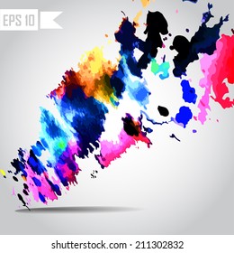 Watercolor vector background. Hand drawing with colored spots and blotches.