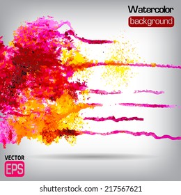 Watercolor vector background. Hand drawing with colored spots and blotches.