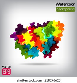 Watercolor vector background. Hand drawing with colored spots and blotches.
