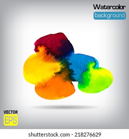 Watercolor vector background. Hand drawing with colored spots and blotches.