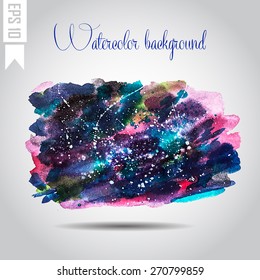 Watercolor vector background. Hand drawing with colored spots and blotches.