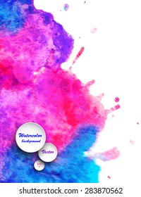 Watercolor vector background. Hand drawing with colored spots and blotches.
