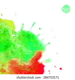 Watercolor vector background. Hand drawing with colored spots and blotches.