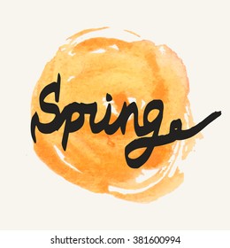 Watercolor vector background. Hand drawn lettering text. Template for your design.