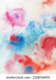 Watercolor vector background image of red-pink spots and splashes on paper