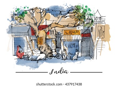 Watercolor vector background of India