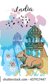 Watercolor vector background of India
