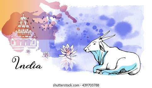Watercolor vector background of India